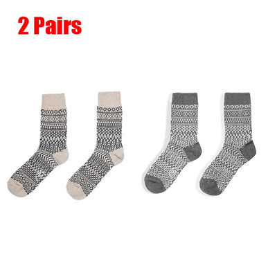 Maden Amekaji Crew Socks Vintage Patterns Winter Men’s Knitted Socks Thicken Warm Men Retro Style Fashion For Snow Boots 2023