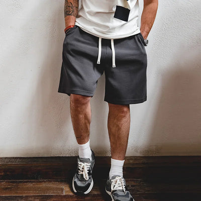 Maden Men's 340g Heavyweight Casual Shorts Knitted Breathable Summer Shorts with Lightning Embroidered Sport Gym Short Pants