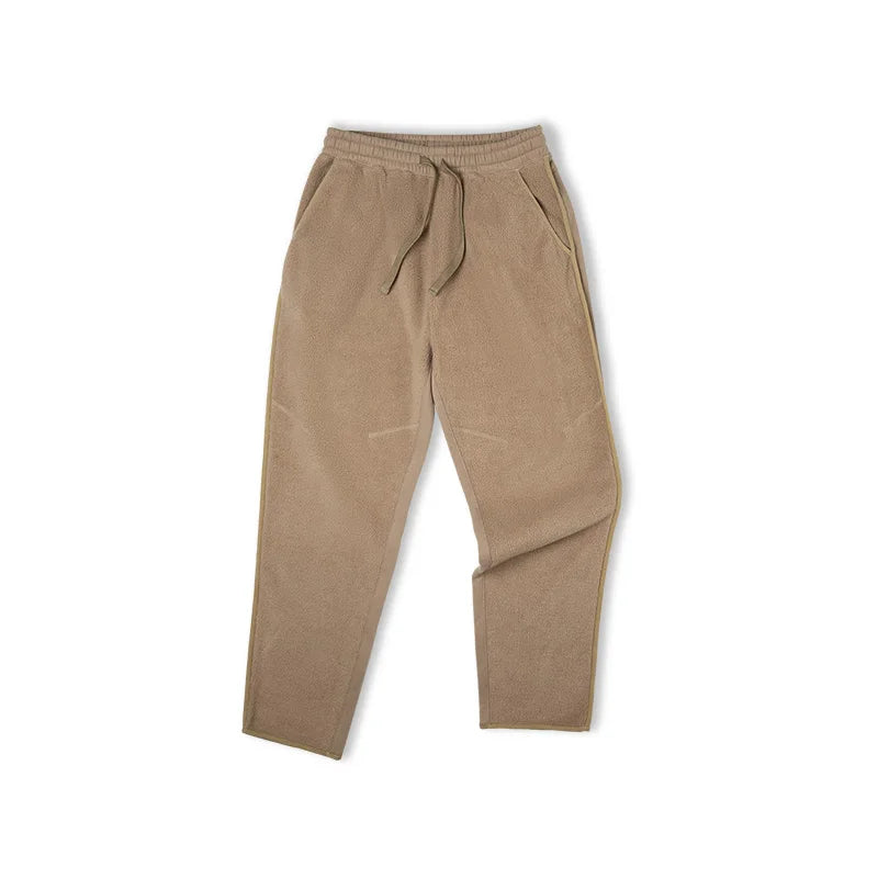 Maden Men's Autumn Winter Pants American Style Fleece Knitted Pants With Warm Elastic Waist And Plush Casual Pants