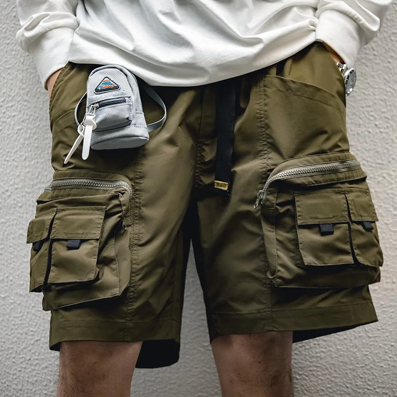 Maden Outdoor Tactical Shorts Men's Summer Lightweight Multi-Pocket Adjustable Waist Cargo Shorts Green Hiking Casual Bottoms