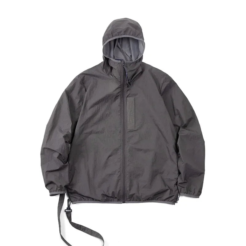 Maden Men's UPF 50+ UV Full Zip Sun Protection Jacket Light Thin Breathable Packable Fishing Windbreaker Hiking Hooded Skin Coat
