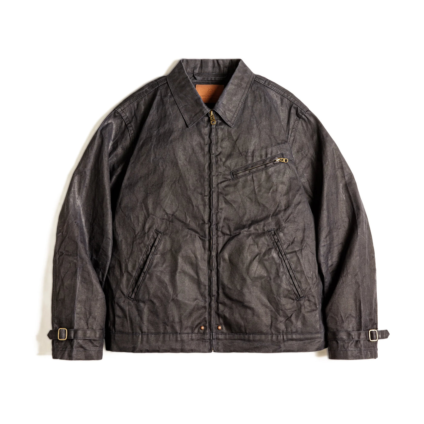 Maden Men's Vintage IV Oil Waxed Canvas Jacket Lapel Zipper Short Outerwear Classic Slim Fit for Men's Spring and Fall Jacket