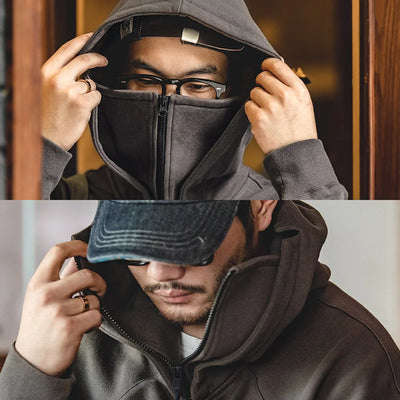 Maden American Sweater Mask Hoodie Zipper High Street Machine Coat Men's Autumn Casual Cityboy Special Design Pullover
