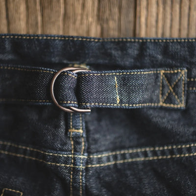 Maden Vintage 14oz Selvedge Raw Denim Jeans Horsehair Leather Patch Straight Fit Jeans Men's Spring and fall Paris Buckle Pants
