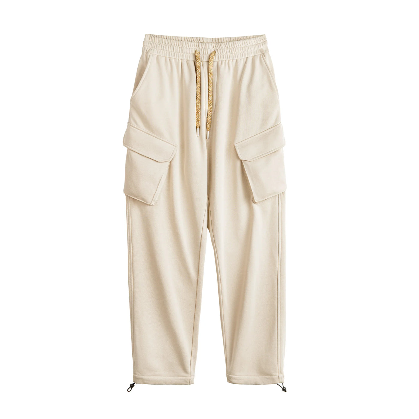 Maden Retro Multi-pocket Straight Sweatpants with Elastic Waist Drawstring Cuffed Sports Casual Pants for Men's Fall Trousers