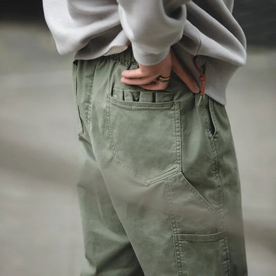 Maden Vintage Drawstring Pants Men's Spring and Fall Elastic Waist Harem Style Casual Trousers Letter Print Joggers Bottoms