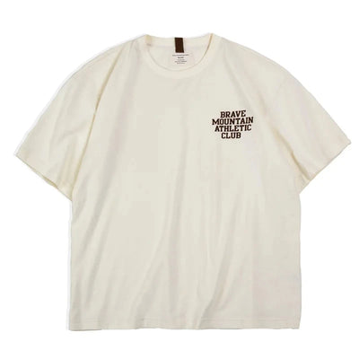 Maden Workwear Tee American Casual Macarone Short Sleeve T-shirt Flocking Letter Printing All Cotton Round Neck Top Men's Summer