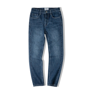 Maden Workwear American Retro Heavyweight Paris Button Denim Wash Straight Leg Jeans Mid Waist Long Pants Men's Autumn