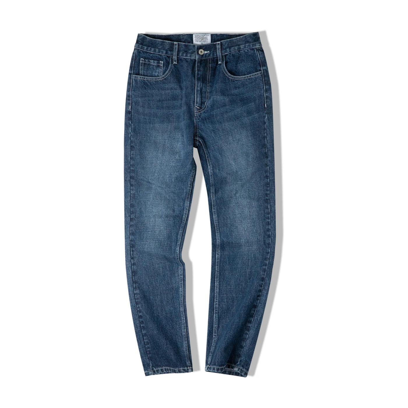 Maden Workwear American Retro Heavyweight Paris Button Denim Wash Straight Leg Jeans Mid Waist Long Pants Men's Autumn