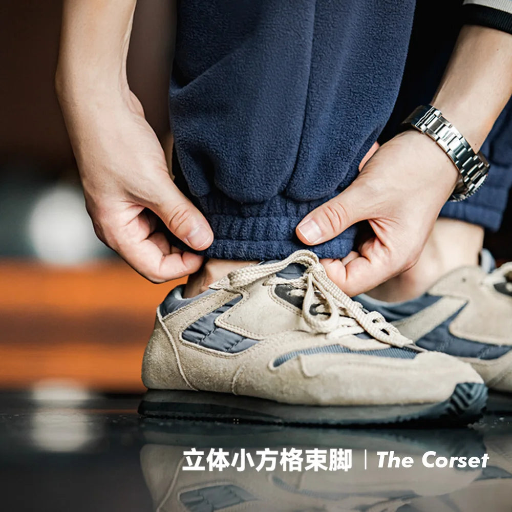Maden Casual Fleece Leggings Elastic Waist Trousers For Warmth Versatile Knitted Pants Men's Sweatpants