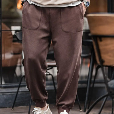 Maden Casual Gray Running Sweatpants Large Pocket Drawstring Workout Training Pants Comfortable Elastic Waist Men's Jogger Pants
