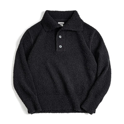 MADEN Men Heavyweight Knit Sweater 2024 Autumn Winter Long Sleeve Turn-down Collar Loop Yarn Polo Shirt Warm Pullover Knitwear