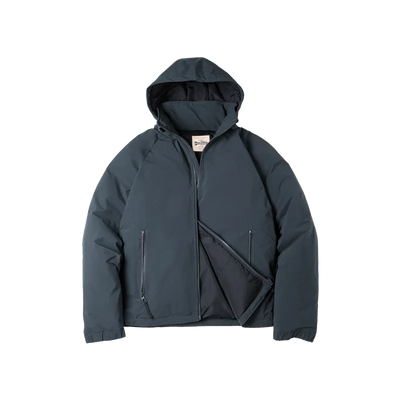 Maden Hooded Down Jacket for Men Winter Thickened Matte Glossy Fabric Parka Outdoor Warm Coat Versatile Outerwear Black Jacket