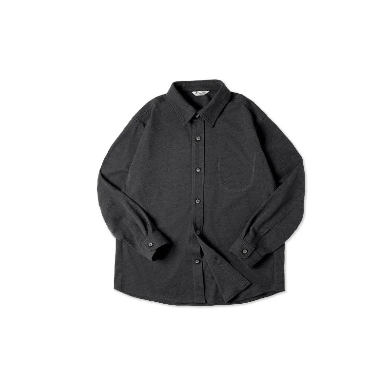 Maden Men's Starry Sky Textures Turn-down Collar Shirts Gray Blue Color Casual Long-sleeved Shirt Spring and Autumn Soft Shirts