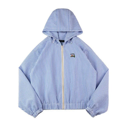 Sudadera con Capucha Traff Rayas Azules Corte Cómodo