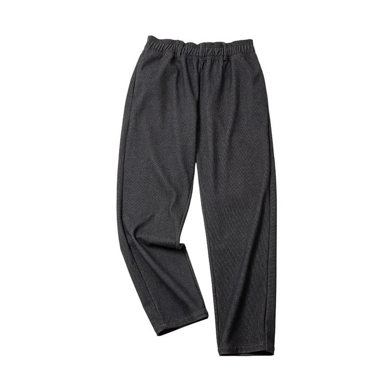 Maden Vintage 410g Heavyweight Dad Pants for Men Elastic Waist Blended Tweed Straight Casual Trousers Uncle Fu Classic Workwear