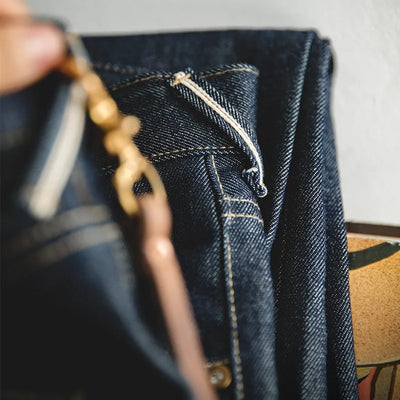 Maden Vintage 13.5oz Heavyweight Selvedge Raw Denim Jeans Men's Straight Fit Cotton Jeans Casual Pocket Trousers Fall Winter