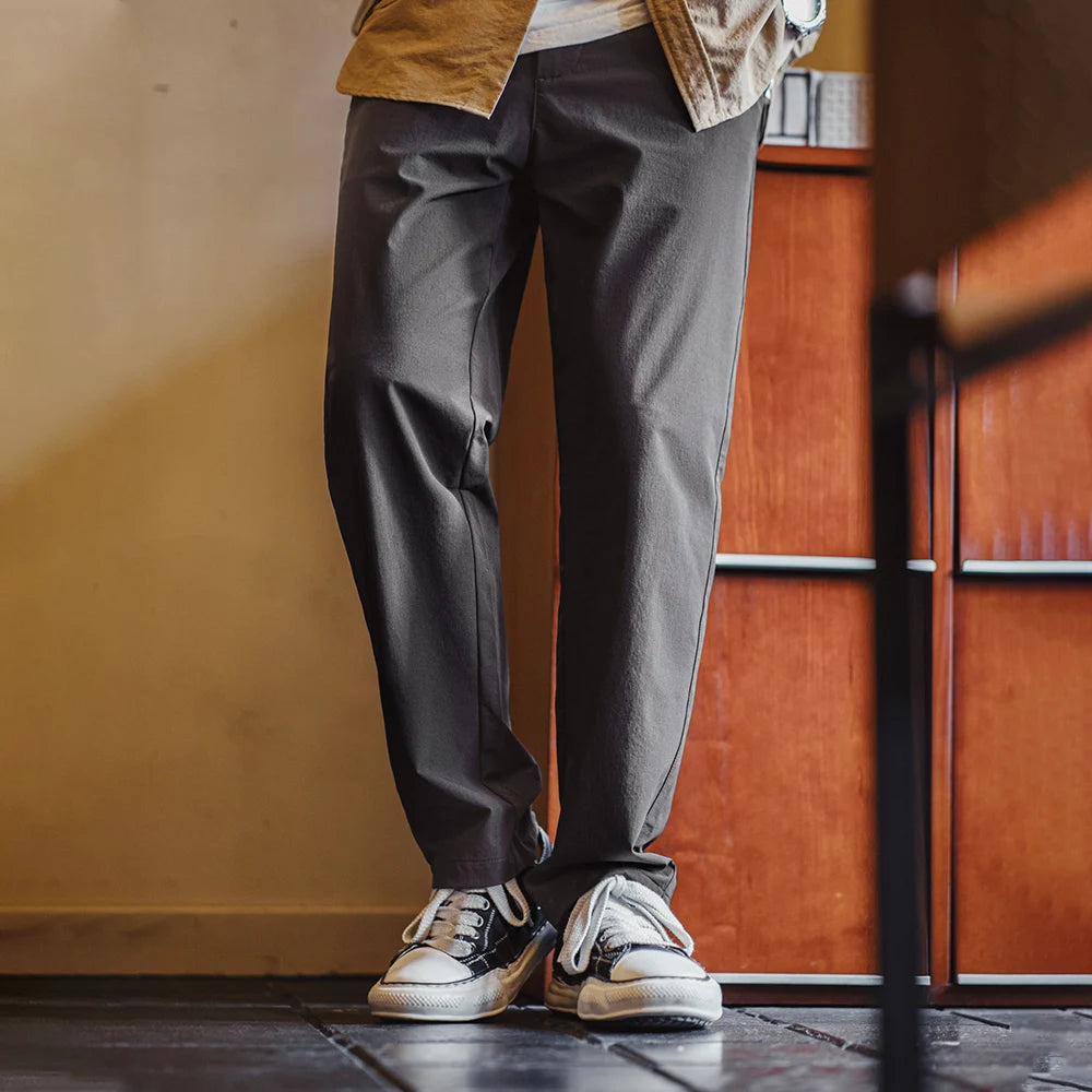 Maden Casual Straight Clean Fit Suit Pants Men's Spring Wrinkle-Resistant Tapered Office Pants Solid Color Versatile Trousers