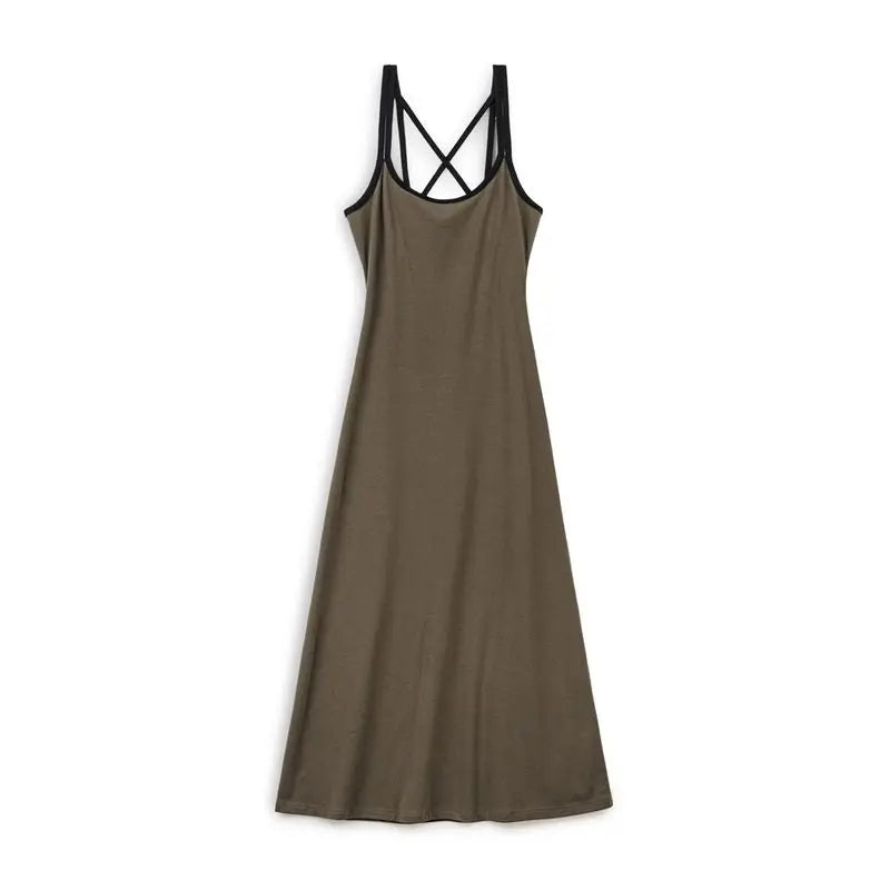 Vestido sin mangas Traff Casual Slim Fit con tirantes cruzados