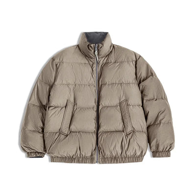 Maden Winter Reversible Down Jacket for Men White Duck Down Filling Versatile Stand-up Collar Warm Coat Mens Solid Color Jacket