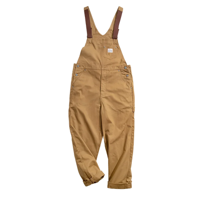 Maden Vintage Khaki Vintage Strap Pants Amekaji One Piece Pocket Straight Tube Sling Pants Men's Fashion