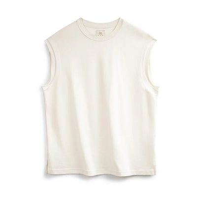 Maden Heavyweight Knitted Broad Shoulder Vest Sports Cotton Solid Sleeveless T-shirt for Men's Summer Tops Tee
