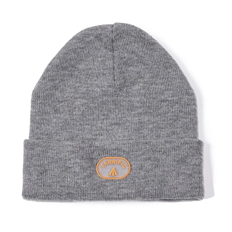 Maden Retro Warm Cotton Knitted Cap 2023 Autumn Winter Men's Wine Red Big Head Hat Casual Gray Beanies