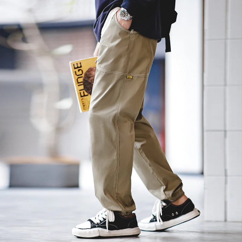 Maden Workwear American Casual Open-threaded Leggings Design Cityboy Silhouette Straight Pants for Men
