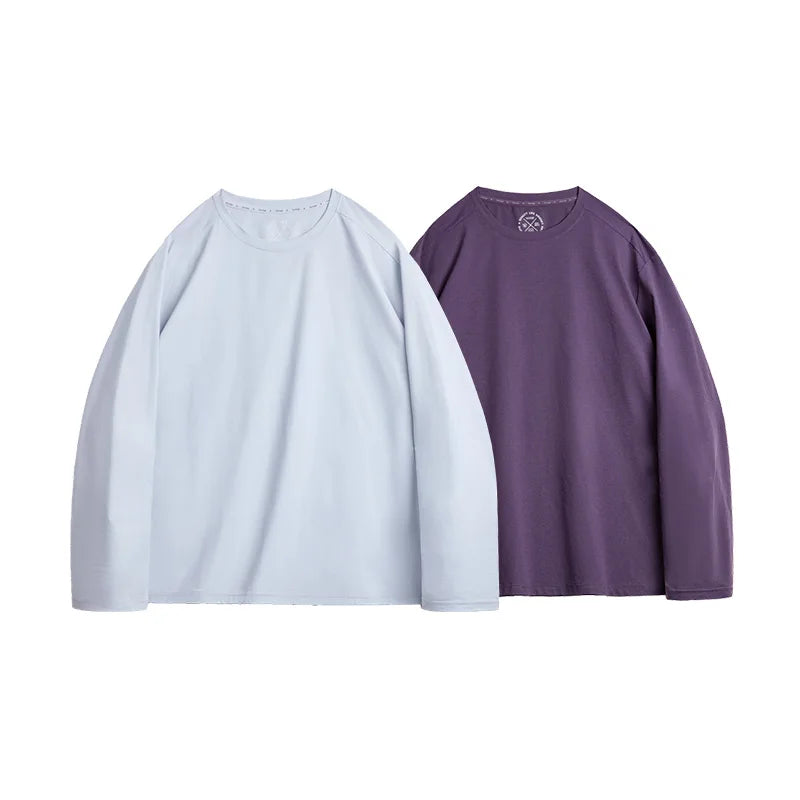 Maden Casual 7A Anti-Bacterial Quick-Dry Long Sleeve T-Shirt Men's Spring Cool Comfort Breathable Tops Round Neck Layering Tee