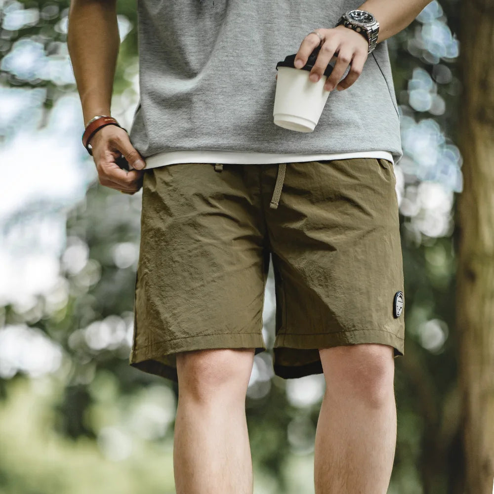 Maden Outdoor Men's Quick-Dry Shorts Lightweight Casual Elastic Waist Drawstring Shorts Loose Fit Running Contrast Summer Shorts