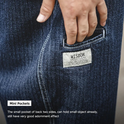 Maden Tapered Denim Jeans for Men Mid-waist Loose-fit Harem Pants Autumn Leisure Streetwear Blue Jeans YKK Metal Zippers