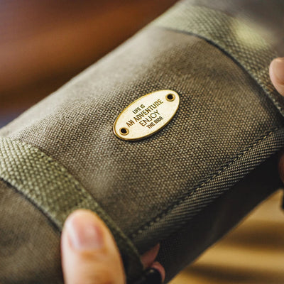Maden Men's Vintage Canvas Military Green Cylinder Bag Woven Shoulder Strap Crossbody Commuter Bag & Detachable Coin Purse