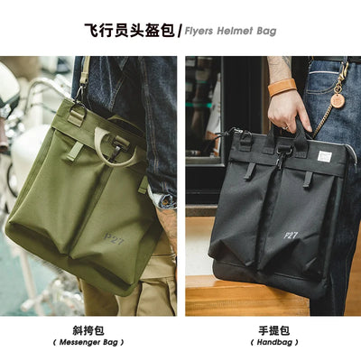 Maden Men's Tactical Gear Helmet Carry Bag Multi-pocket Flyer Travel Bags Computer Laptop Hand Bag Single Shoulder Zipper Bag