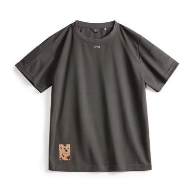 Maden Men's Short Sleeve T-Shirts with Badge attaching Design Breathable Sweat wicking Training Tees Casual Tops for Summer