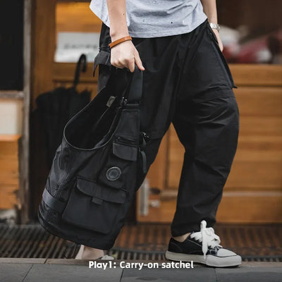 Maden Men Multi-pocket Tactical Vest Jacket & Bag Japan Retro Multi-function Photography Waistcoat Wide Shoulder Strap Solid Bag