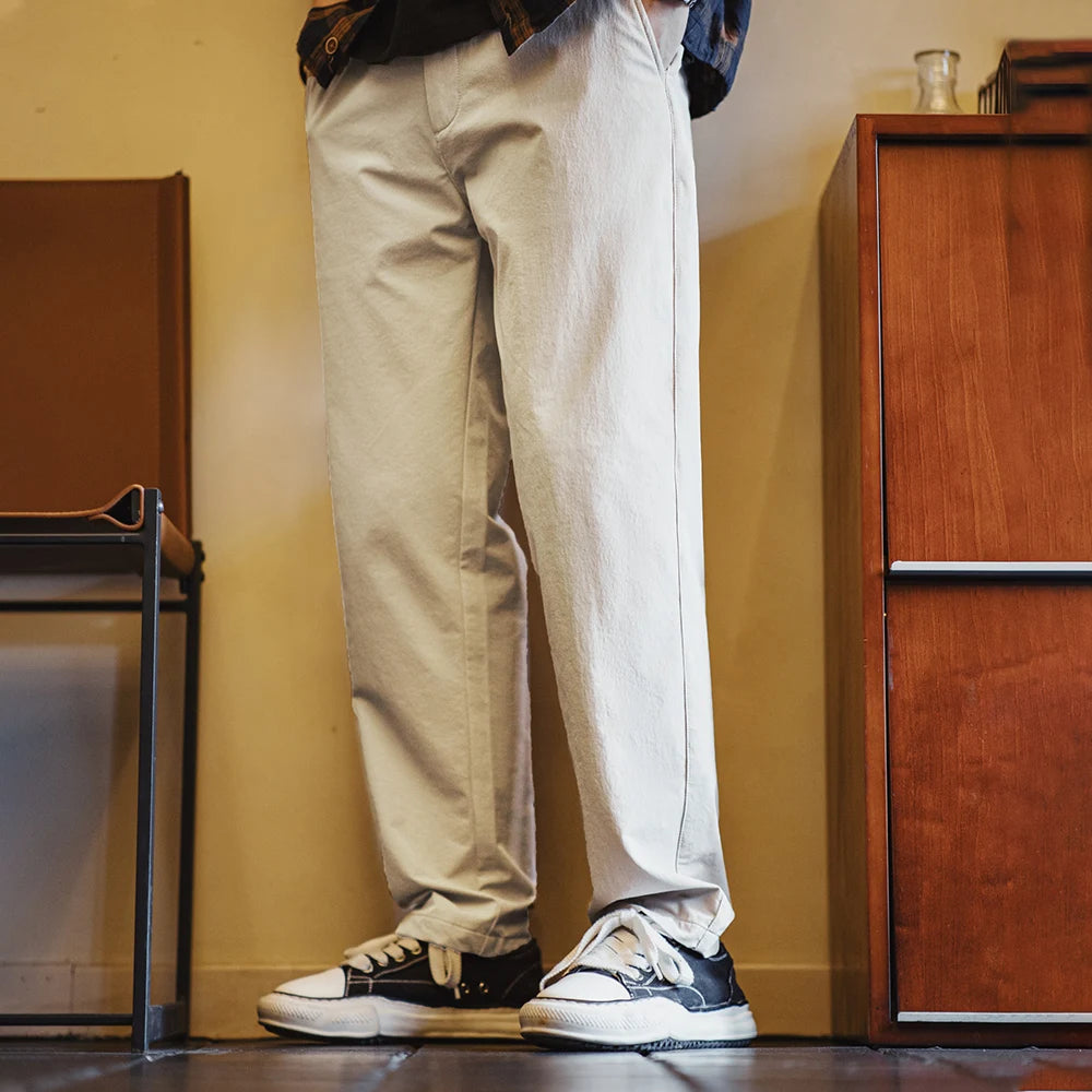 Maden Casual Straight Clean Fit Suit Pants Men's Spring Wrinkle-Resistant Tapered Office Pants Solid Color Versatile Trousers