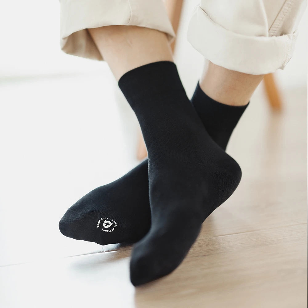 Maden 3 Pack Pairs Summer Cotton Socks Grade Antibacterial Knitted Mid-calf Sports Breathable Deodorant Socks