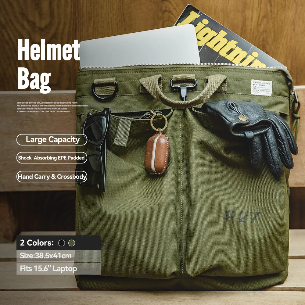 Maden Men's Tactical Gear Helmet Carry Bag Multi-pocket Flyer Travel Bags Computer Laptop Hand Bag Single Shoulder Zipper Bag