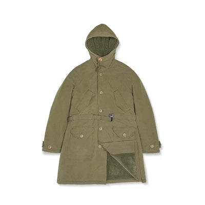Maden Heavyweight M47 Parka for Men Mid-length Thickened Hooded Coat Adjustable Cuffs Winter Warm Fleece-lined Cotton Jacket