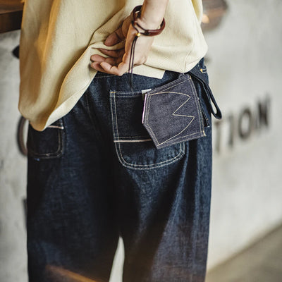 Maden Denim Retro Coin Bag Blue Mini Bag for Men and Women Daily Fashion Accessories