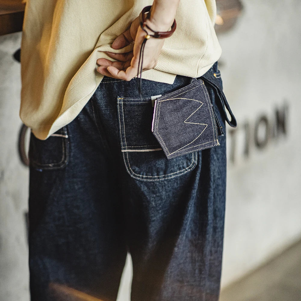 Maden Denim Retro Coin Bag Blue Mini Bag for Men and Women Daily Fashion Accessories