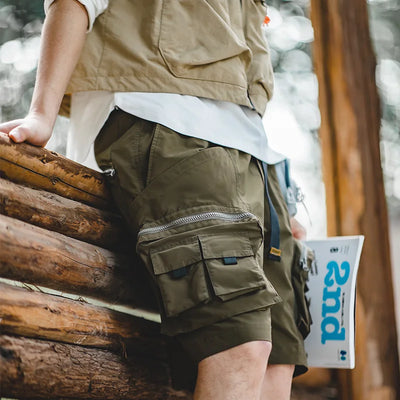 Maden Outdoor Tactical Shorts Men's Summer Lightweight Multi-Pocket Adjustable Waist Cargo Shorts Green Hiking Casual Bottoms