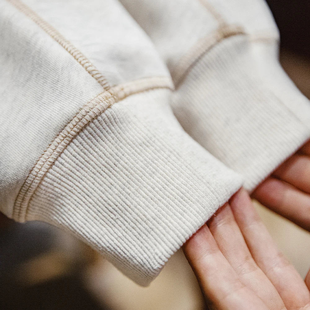 Maden Vintage Heavyweight Round Neck Fleece-lined Hoodie Casual Sporty Thickened Warm Top for Men's Fall and Winter Sweatshirt