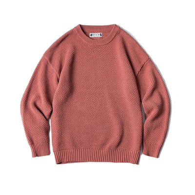 Maden Workwear Men's Vintage Heavyweight Grey Pineapple Pattern Sweater Thickened Round Neck Lazy Autumn Knit
