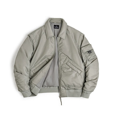 Maden Retro CWU-45P Pilot Jacket Grayish Green Warm Cotton-padded Coat Lapel Versatile Jackets Men's Autumn and Winter Outerwear