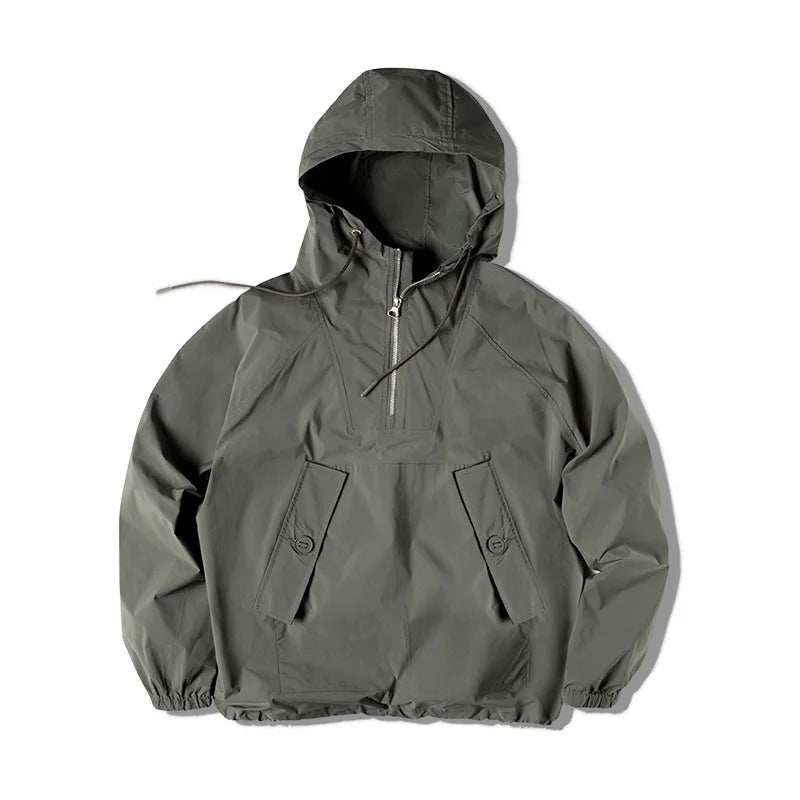 Maden M43 Parka Dark Green Deck Coat for Men Spring and Autumn Solid Color Hooded Sweatshirt Male Urban Outdoor Loose Jacket