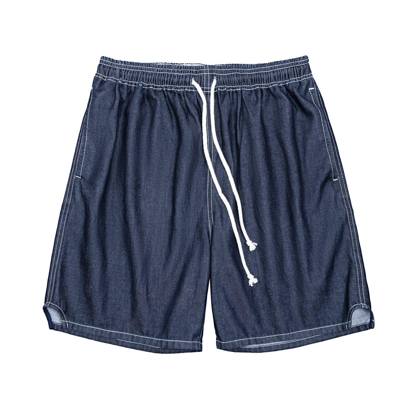 Maden Vintage Cool-Touch Denim Shorts Men's Summer Lightweight Straight Leg Elastic Waist Jeans Shorts Breathable Casual Bottom