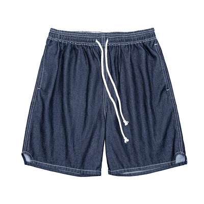 Maden Vintage Cool-Touch Denim Shorts Men's Summer Lightweight Straight Leg Elastic Waist Jeans Shorts Breathable Casual Bottom