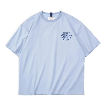 Maden Workwear Tee American Casual Macarone Short Sleeve T-shirt Flocking Letter Printing All Cotton Round Neck Top Men's Summer