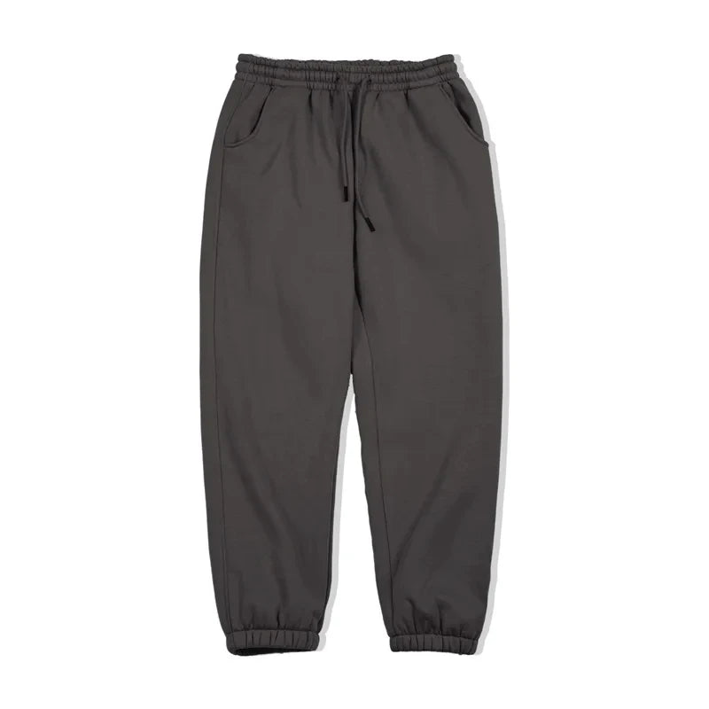 Maden Winter Fleece Sweatpants for Men Warm and Comfortable Solid Color Pants Drawstring Casual Trousers Men's Gray Pants